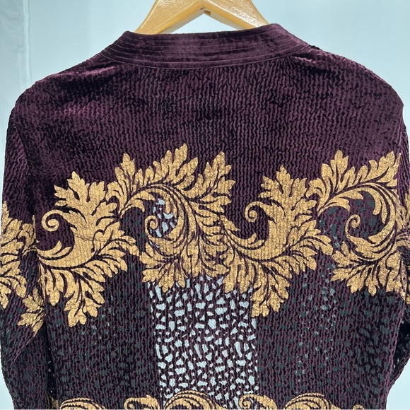 Chico’s Womens Travelers Velvet Burnout Jacket Size 12/14 Open Front Cardigan - Picture 8 of 9